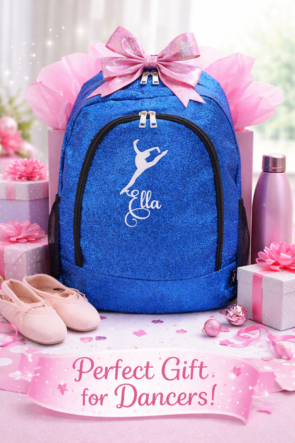Personalized Dance Backpack – Custom Glitter Bag for Dancers & Gymnasts (Name Embroidered)