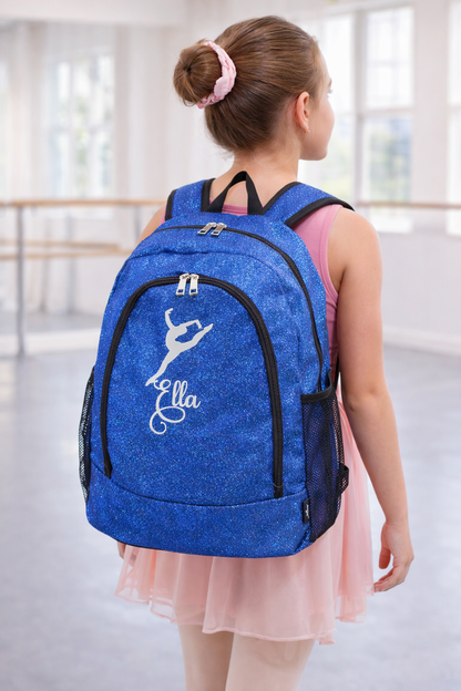 Personalized Dance Backpack – Custom Glitter Bag for Dancers & Gymnasts (Name Embroidered)