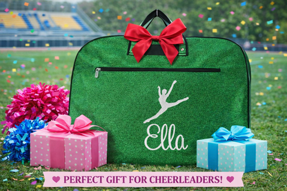 Personalized Dance Garment Bag – Green Glitter Ballerina Competition Bag with Custom Name