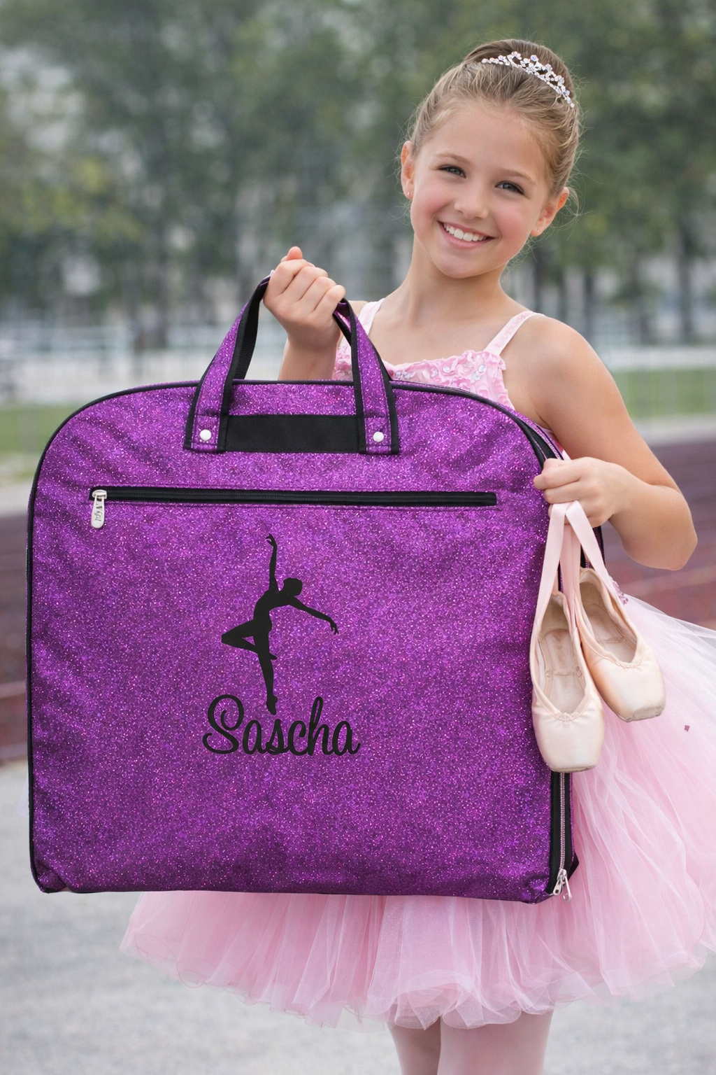 Personalized Glitter Dance Garment Bag – Custom Dancer Costume Travel Bag