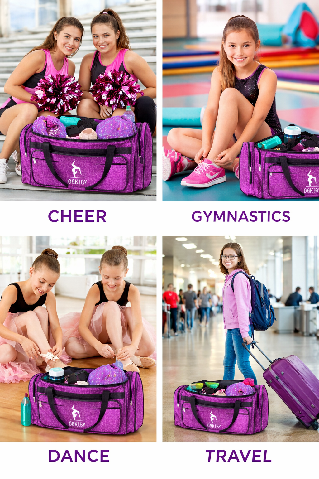 Personalized Pink Dance Duffle Bag – Custom Name Ballet & Gymnastics Glitter Gear Bag