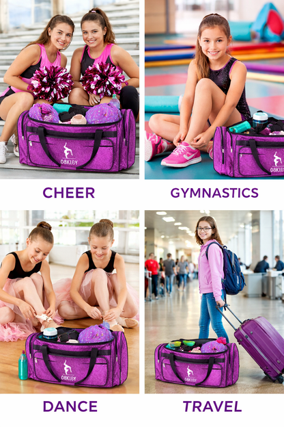 Personalized Pink Dance Duffle Bag – Custom Name Ballet & Gymnastics Glitter Gear Bag