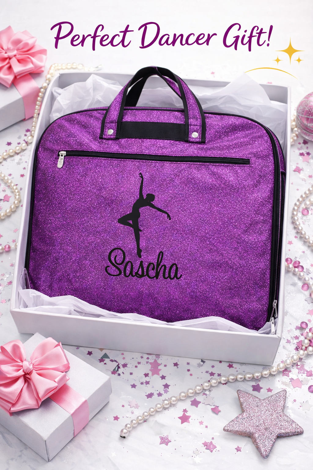 Personalized Glitter Dance Garment Bag – Custom Dancer Costume Travel Bag