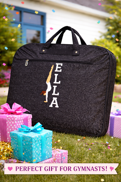 Personalized Gymnast Glitter Garment Bag – Custom Name Gymnastics Competition Travel Bag