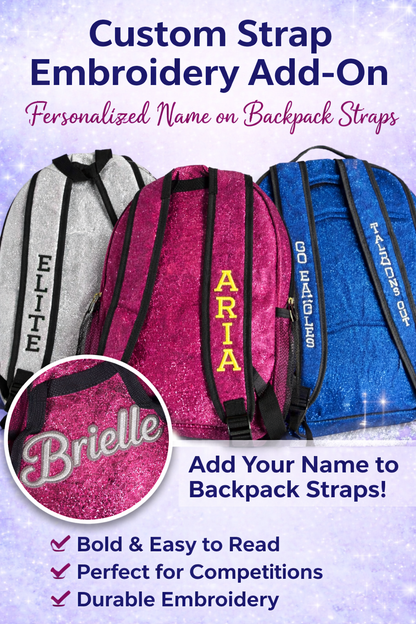 Custom Strap Embroidery Add-On | Personalized Name on Backpack Straps