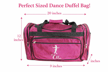 Personalized Pink Dance Duffle Bag – Custom Name Ballet & Gymnastics Glitter Gear Bag