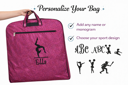 Personalized Glitter Dance Garment Bag – Custom Dancer Costume Travel Bag