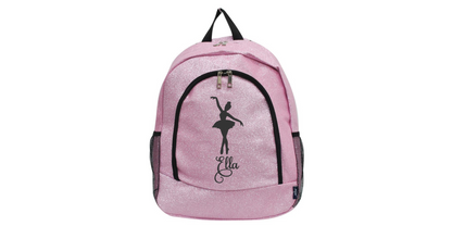 Customizable Embroidered Purple Glitter Backpack for Dancers, Stylish and Unique