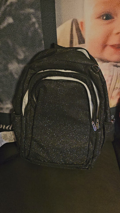 Shimmering Black Glitter Backpack - Ideal for Gymnasts