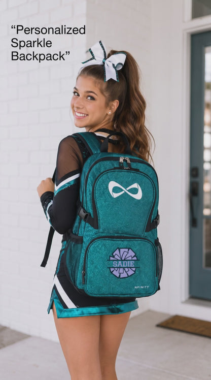 Personalized Nfinity Teal Cheer Backpack – Custom Name Sparkle Cheer Bag with Classic Design (Copy)