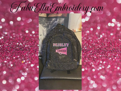 Personalized Glitter Cheer Backpack | Custom Embroidered Team Bag