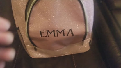 Personalized Sparkle Glitter Backpack with Handstand Design, Custom Name Included!