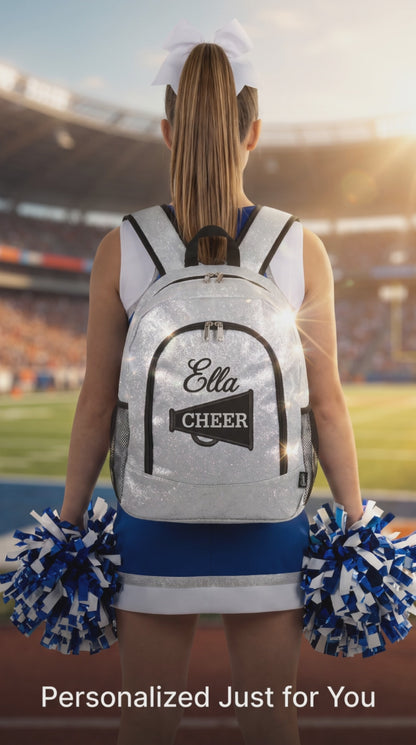 Personalized Glitter Cheer Backpack | Custom Embroidered Team Bag