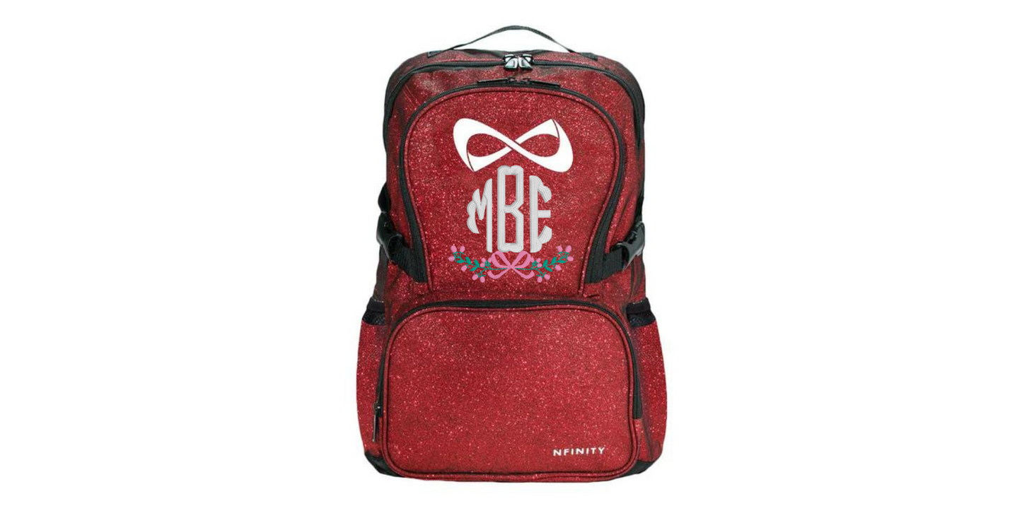 Nfinity Sparkle Glitter Backpack, Personalized Floral Monogram