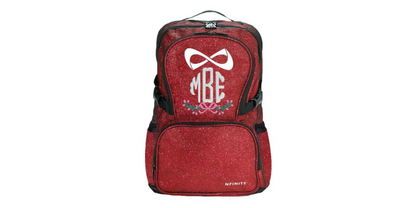 Nfinity Sparkle Glitter Backpack, Personalized Floral Monogram