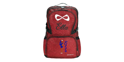 Nfinity Sparkle Glitter Backpack with Embroidered Cheerleading Stunt Design