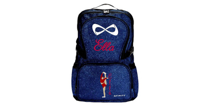 Nfinity Sparkle Glitter Backpack with Embroidered Cheerleading Stunt Design